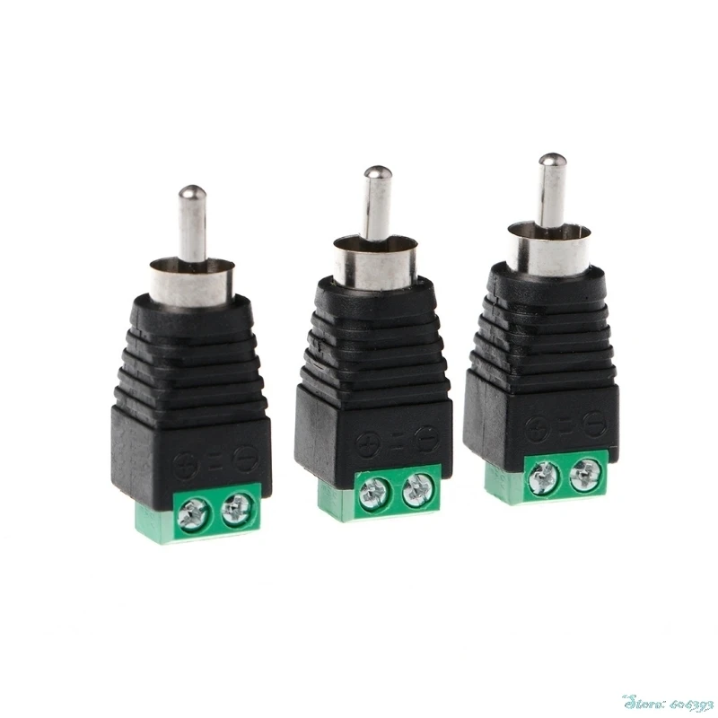 3 Pcs RCA Male Plug to AV Terminal Connector Video AV Balun 2 Screw