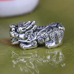 100% 3D 999 Silver Fengshui Pixiu Beads  Pure Silver Lucky Beast Jewelry Beads Wealth Pixiu Beads Powerful for wealth