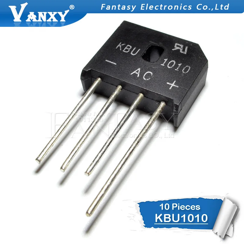 10PCS  KBU1010 KBU-1010 10A 1000V diode bridge rectifier new and original IC