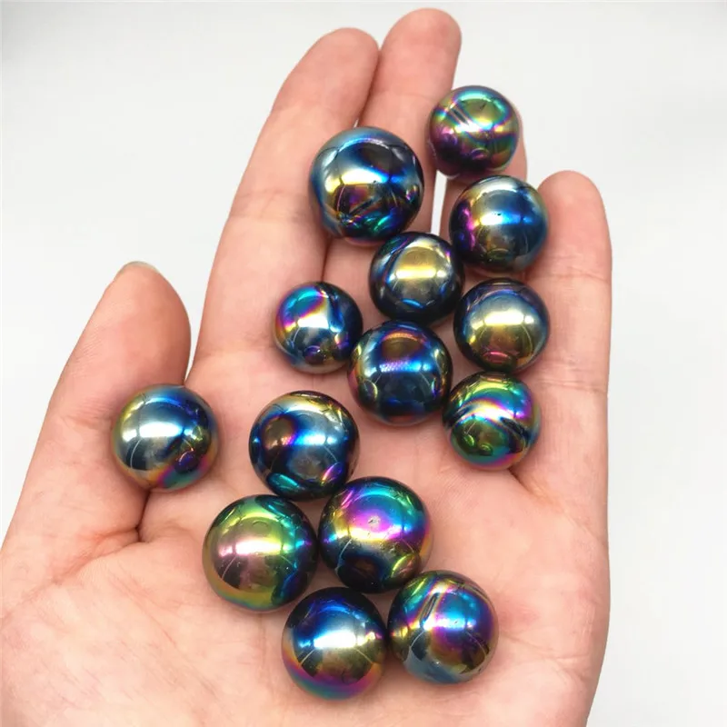 10pcs Natural Quartz Crystal Sphere Healing Titanium Rainbow Aura Crystal ball