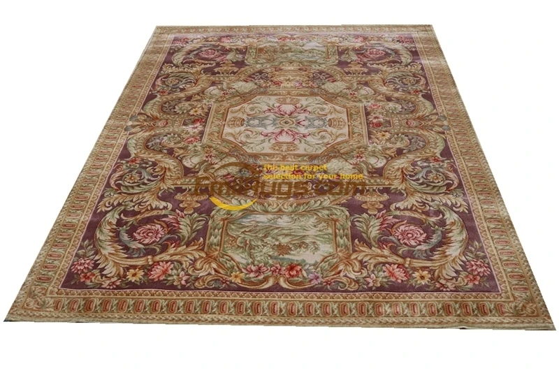 

European Savonnerie Thick And Plush Floral Trellis Design Rug Handmade Wool Knitting Carpets Antique woven floor Rectangular