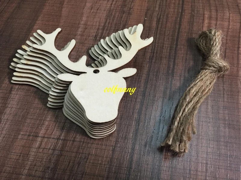 

50sets/lot Deer Tree snowman Angel Wooden Pendants Ornaments Christmas Party Decorations Xmas Tree Ornaments Kids Gifts