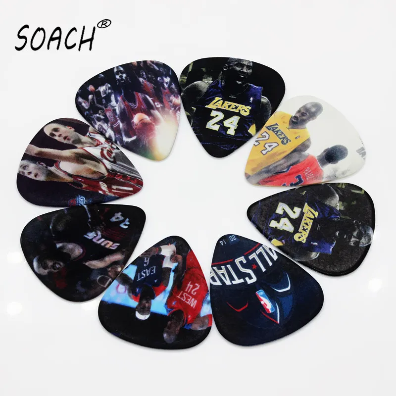 SOACH 50PCS 0.71mm bass guitar pick exquisite Basketball stars guitar picks guitar paddle Guitar Accessories ukulele bass