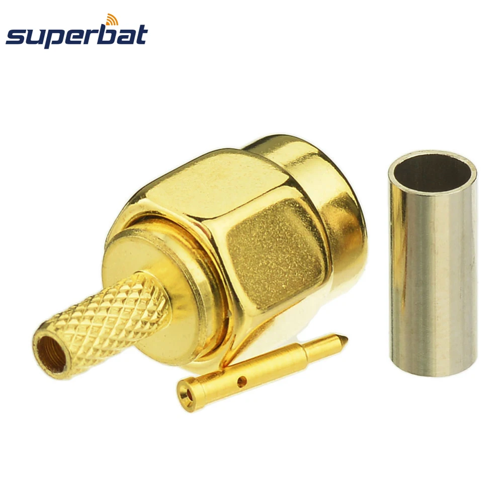 Superbat 10pcs SMA Crimp Male Crimp RF Coaxial Connector for Cable RG316 RG174 RG188 LMR100