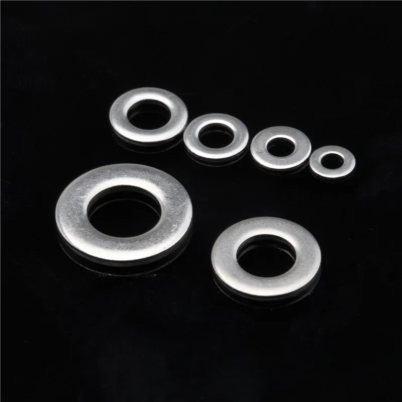 105PCS M3/M4/M5/M6/M8/M10 304 Stainless Steel Washers Plain Washers Metric Flat Gasket Kit Assortment for Hardware 6Sizes