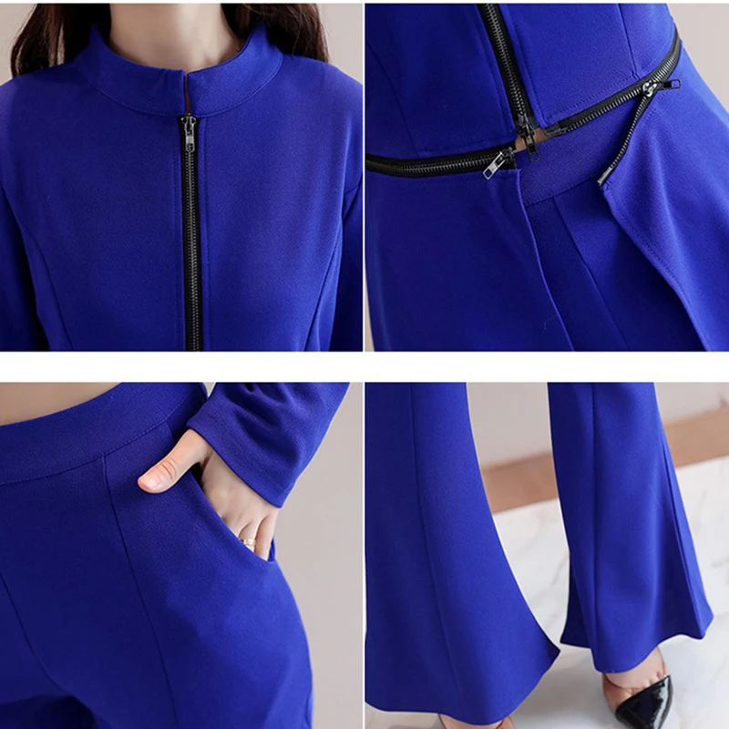 2024 Spring Autumn Two-piece Set Women\'s Elegant Wide-leg Trousers Suit Ladies Split Dress +High Waist Wide Leg Pants Women Suit