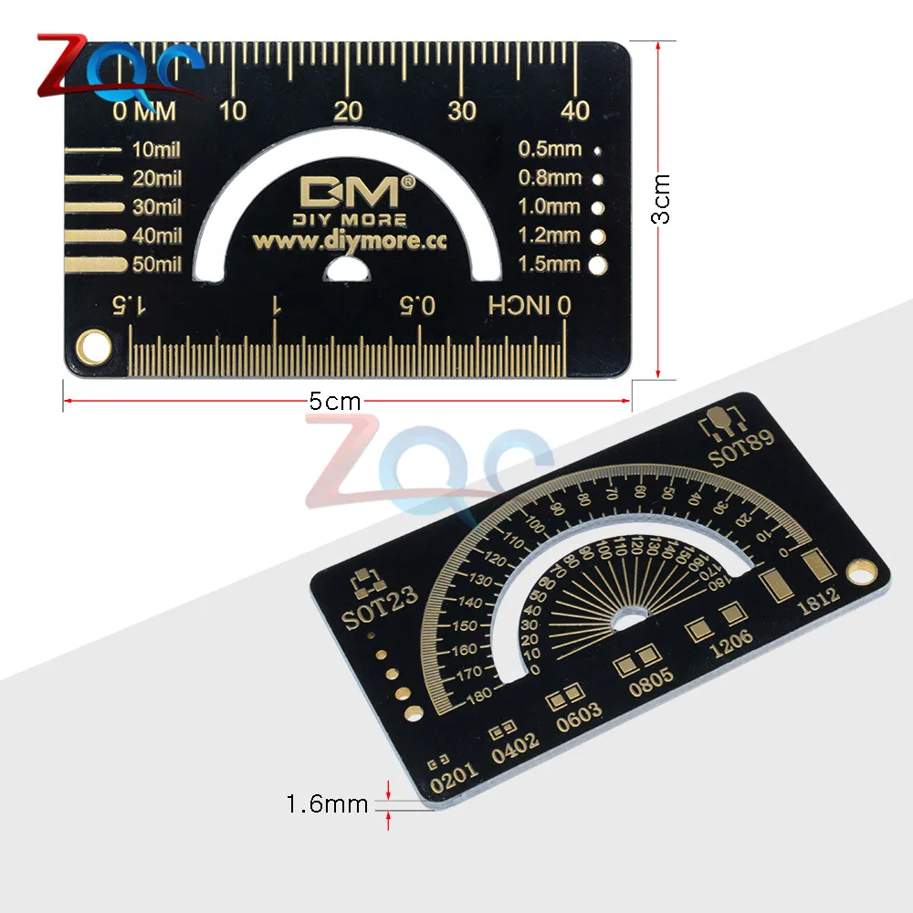 4CM Multifunctional PCB Ruler Measuring Tool Resistor Capacitor Chip IC SMD Package Units For Electronic Engineers W/SOT89 SOT23