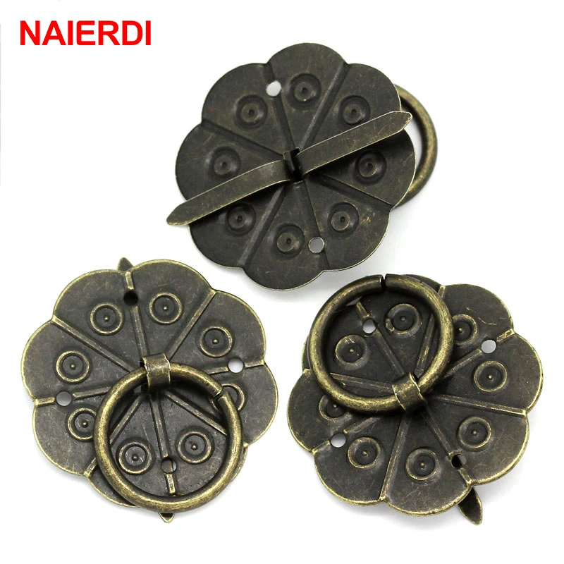 NAIERD 10pcs Classico Tono del Bronzo Quinconce Cassetto Scrivania Cabinet Door Pull Maniglia del Riquadro di Manopole Maniglie Per Mobili Ferramenteria E Attrezzi Con Vite