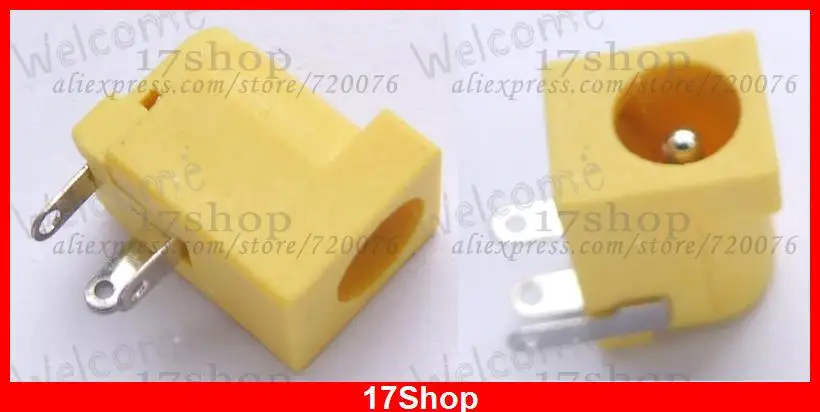 

100 PCS Yellow 5.5 X 2.1mm DC PLUG 2.0mm DC Female PCB socket FOR Power Charger