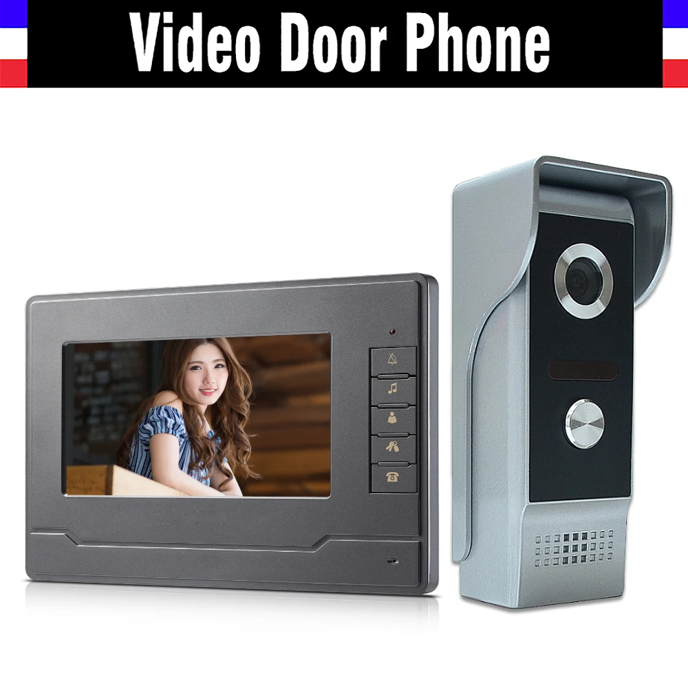 

7 inch video intercom system aluminum alloy Camera video door phone doorbell doorphones kit 1 LCD Monitor 1 IR Camera for home