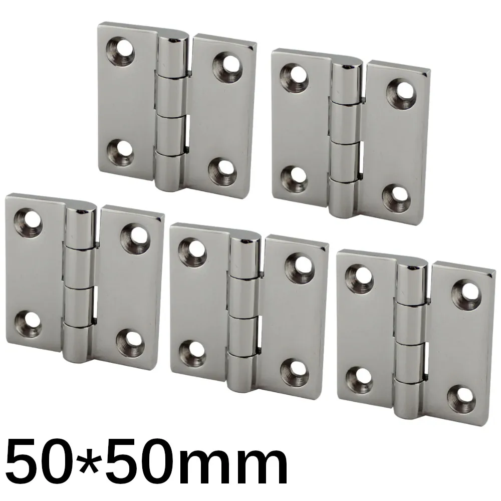 

50*50 мм нержавеющая сталь 316, высокое зеркало, морская квадратная петля, дверная петля для лодки, верхняя зеркальная полированная квадратная петля для лодки/яхты, 5 шт.