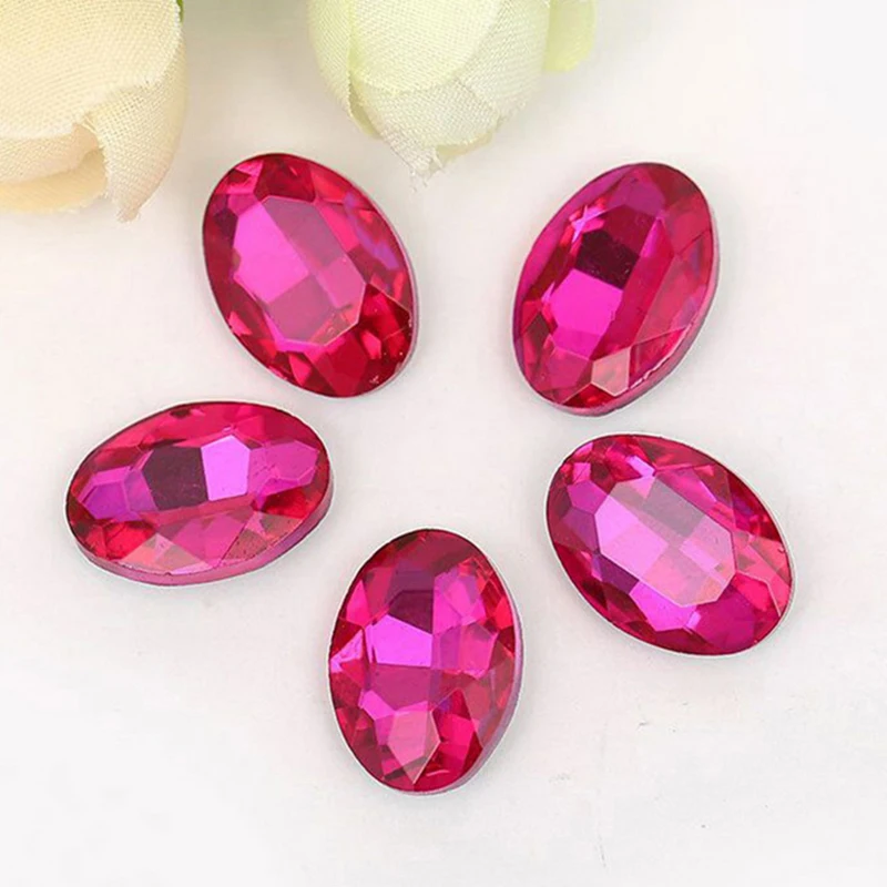 5-50pcs/lot Multiple Colors Oval Faceted Cusp Sewing Rhinestones Acrylic Craft For DIY Craft Home Decoration Supplies