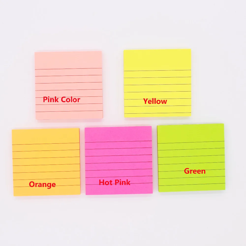 XRHYY 1 Piece Pad Sticky Notes , Memo Self-Stick Notes,Lined ,3X3 Inches 80 Sheets/Pad (5 Colors Choose)