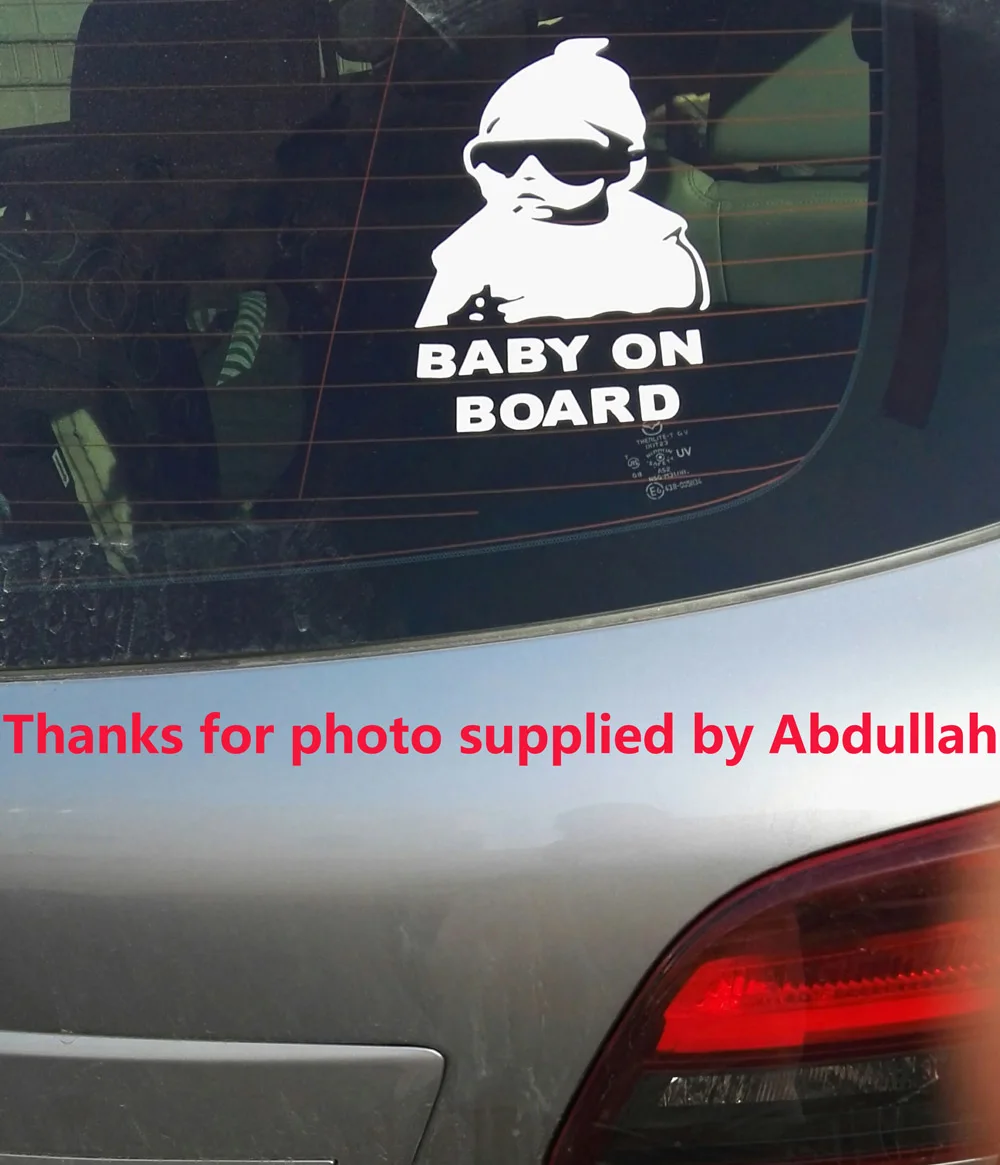 Big 21x14CM Baby on Board Reflective Vinyl Decal Cool Car Warning Sticker for Rear Windshield Window - Russian & English view 2
