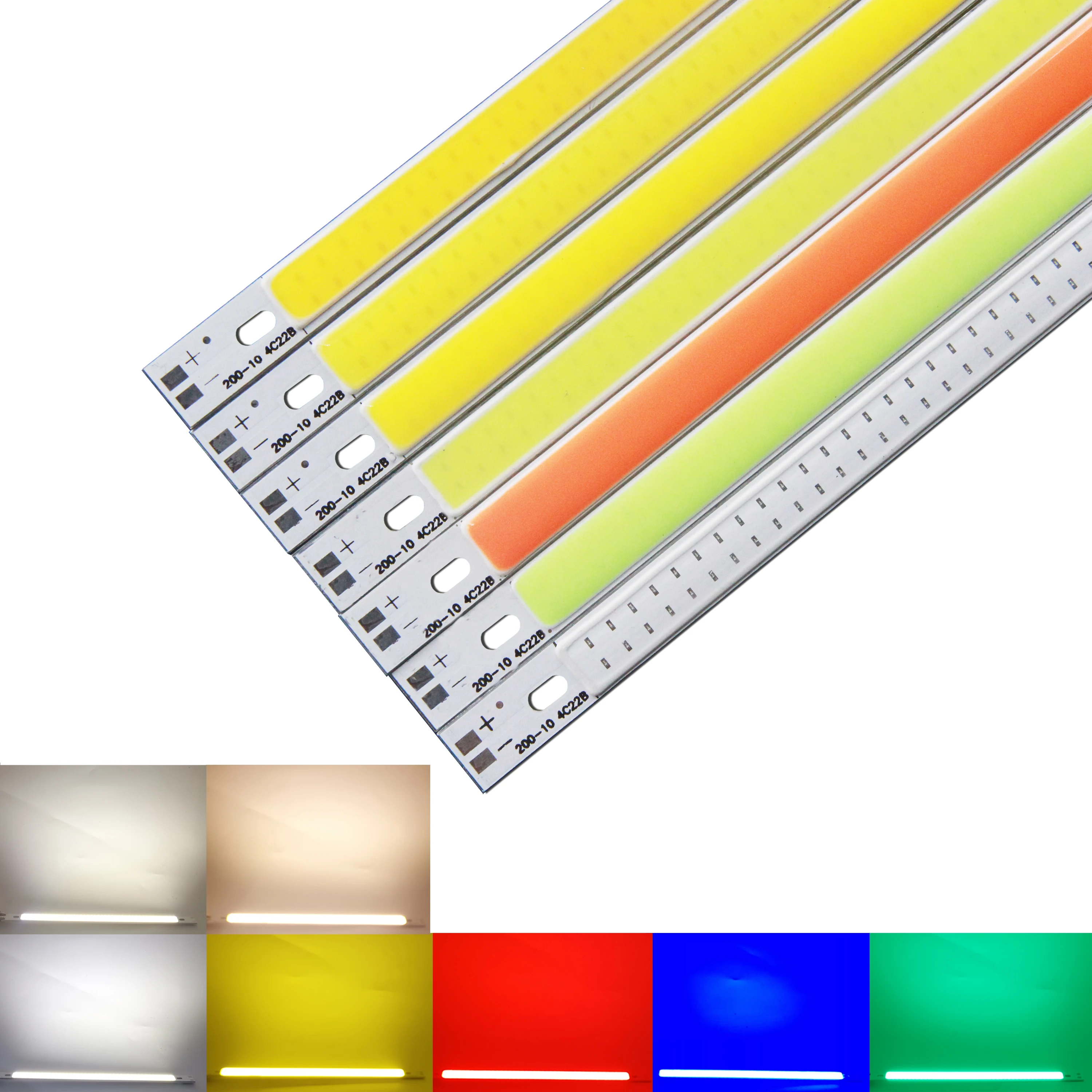 

10PCS 200mm 10mm dc 12V cob led 10W Warm Nature White Blue Red Green Yellow for Car light diy Strip Bar Light source