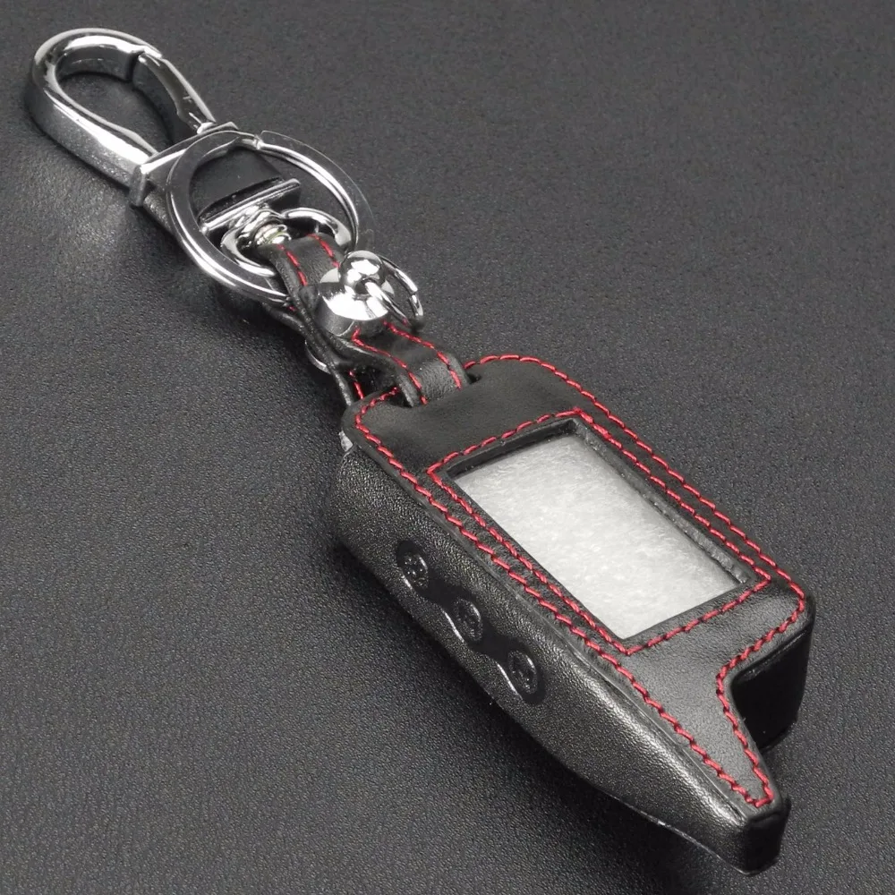 jingyuqin Remote Leather Key Cover Case  Key chain For Startline A9 A8 A6 LCD Key Holder Fob Shell Russian Two Way System Alarm