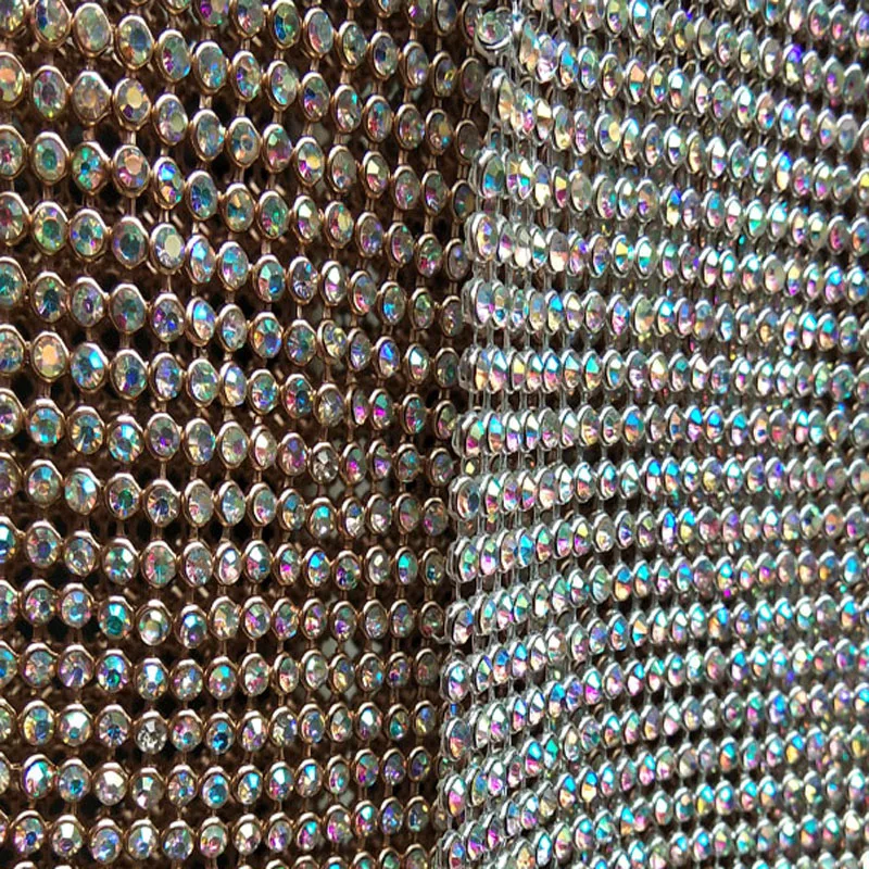 Bling Bling Chunky Glitter AB Rhinestones GOLD SILVER Metal Mesh Fabric Metallic cloth Metal Sequin Sequined Home Decoration