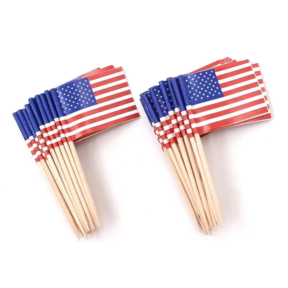 

America Toothpick Flags 300Pack Paper Food Picks Cake Toothpicks Cupcake Toppers Fruit Cocktail Sticks USA Toothpick Flag