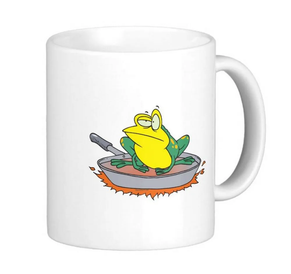 funny frog in a frying pan cartoon White Coffee Mugs Tea Mug Customize Gift By LVSURE Ceramic Mug Travel Coffee Mugs