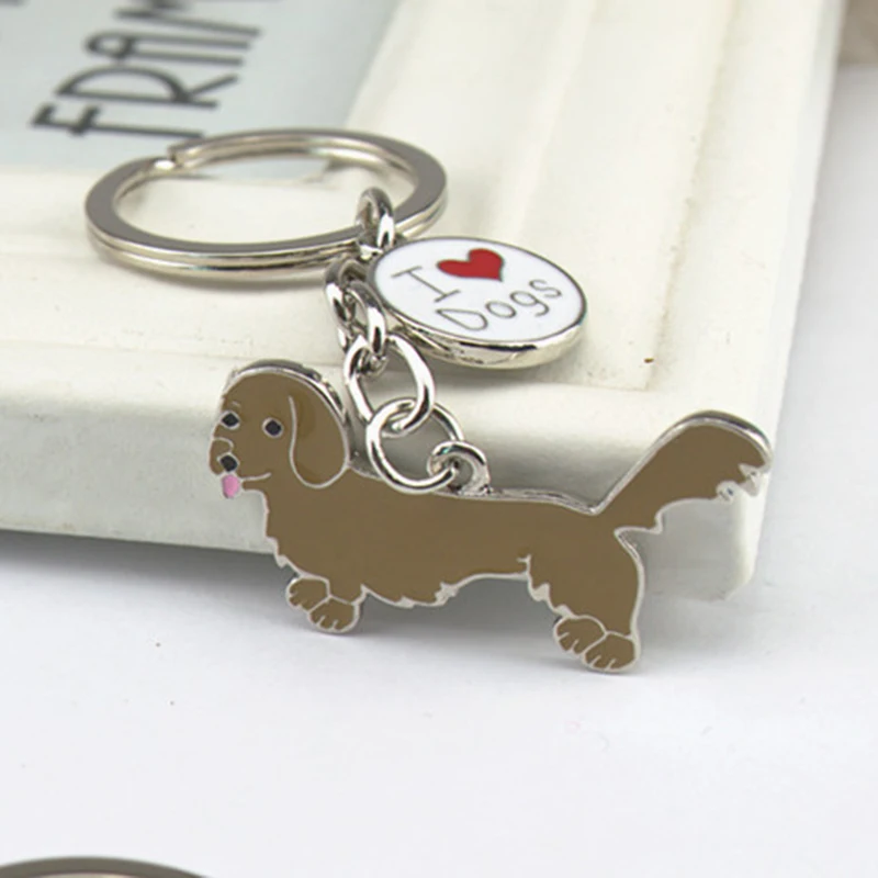 Dachshund dog pendant key chains for women men pet animal bag charms car keychain key ring holder Couple Lover Keychain gifts