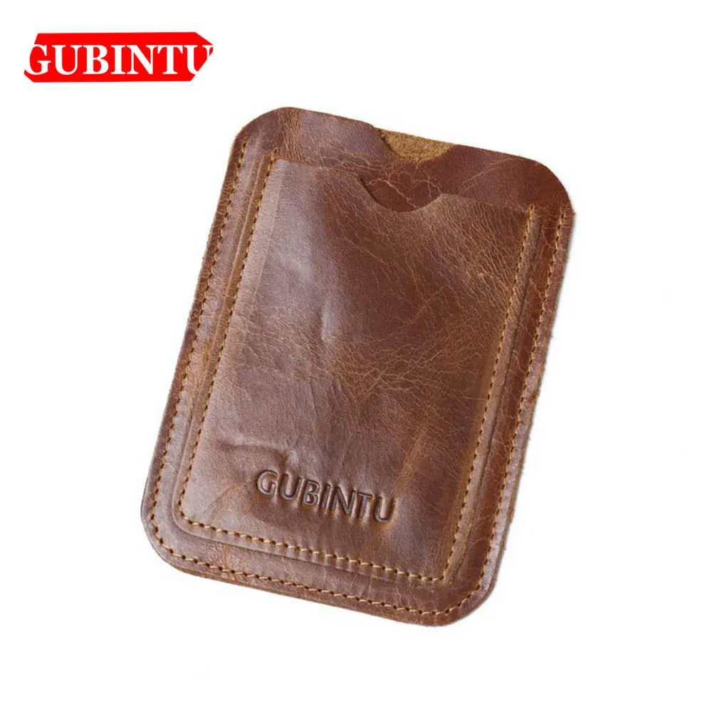 GUBINTU Geniune Leather Card Wallet Simple Design ID Card Holder Passcard Pocket Classic High Quality Brand Male wallet