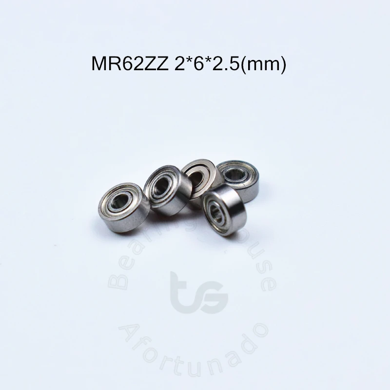 Metal selado em miniatura cromado aço rolamentos, MR62ZZ, 2*6*2.5mm, 10PCs, frete grátis