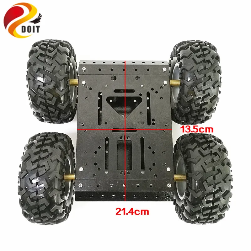 C3 4WD Smart Robot Car With High Hardess Of Steel, 4 DC 12V Motor, 130mm Rubber Wheel, High Loading Capacity DIY RC Toy