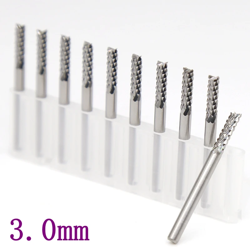 3.0mm PCB Strawberry Milling Cutter 10PCS Metal Woodworking CNC Router Power Tools Tungsten Carbide Drilling Machine Accessories