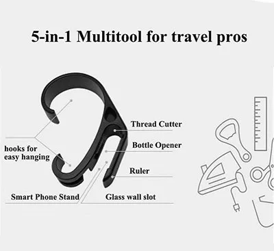 5 in 1 Steam WitClip Most Advanced Multitool For Travel Pros Outdoor Tool Get Rid Wrinkles for Hotel Hanger all shower types