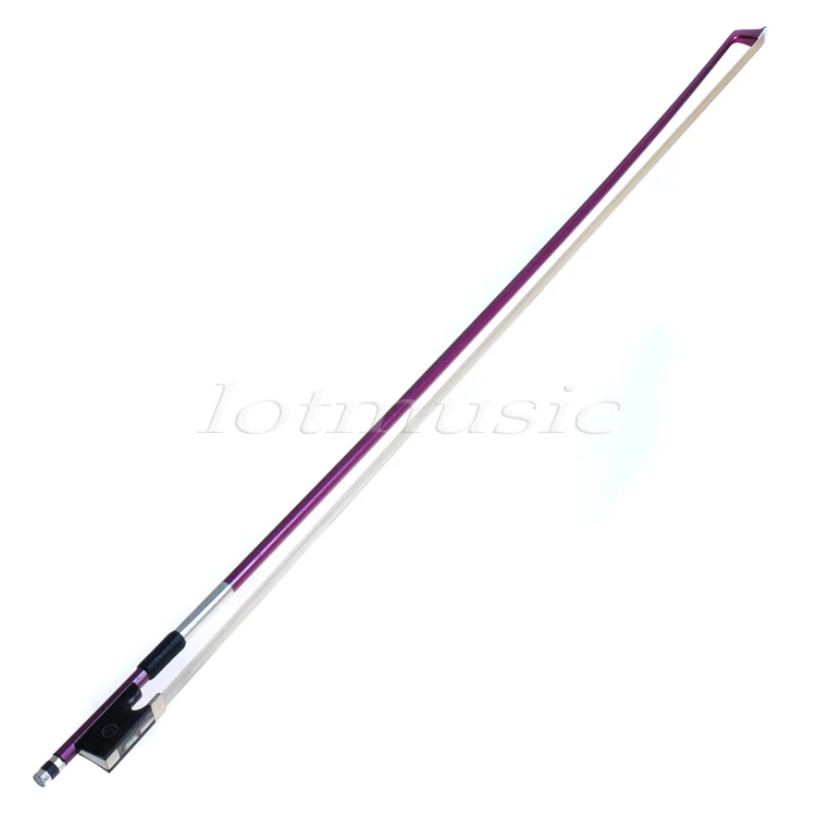 Size 3/4 Ebony Frog Abalone Inlay Violin Bow Purple Carbon Fiber Natural Horse Hair