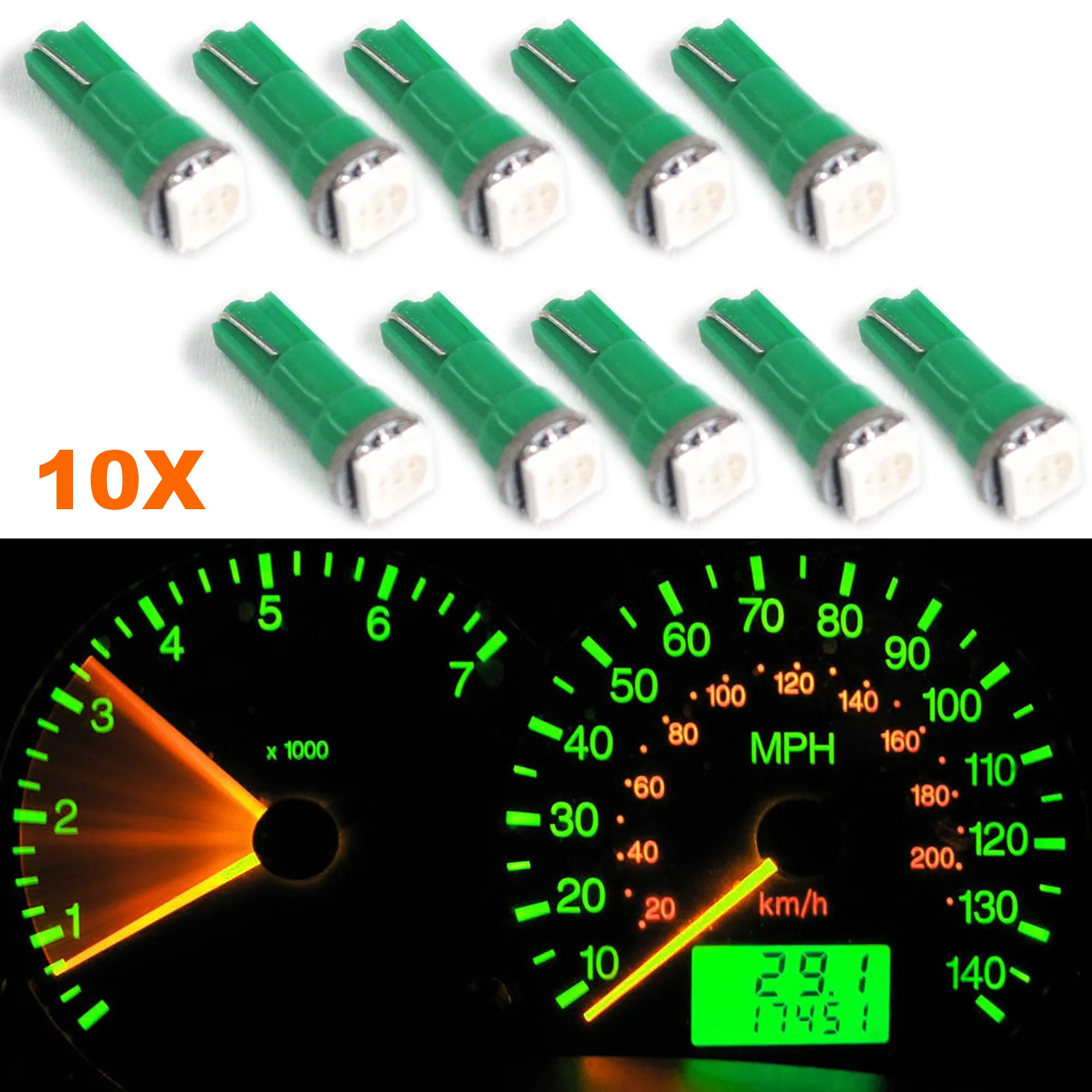 

10pcs T5 17 37 73 74 SMD 5050 Wedge Instrument Dashboard Car LED Light Bulb For Ford Car Styling