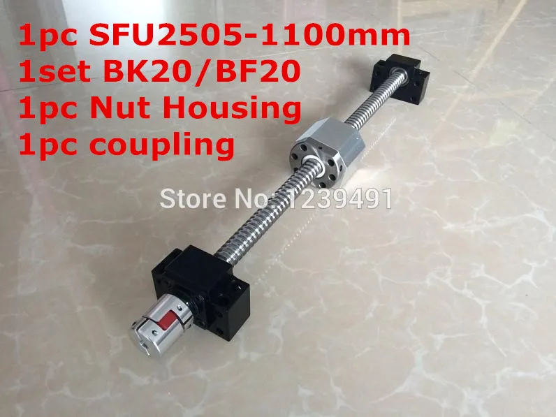 

SFU2505-1100mm Ballscrew with Ballnut + BK20/ BF20 Support + 2505 Nut Housing + 17mm* 14mm Coupling CNC parts