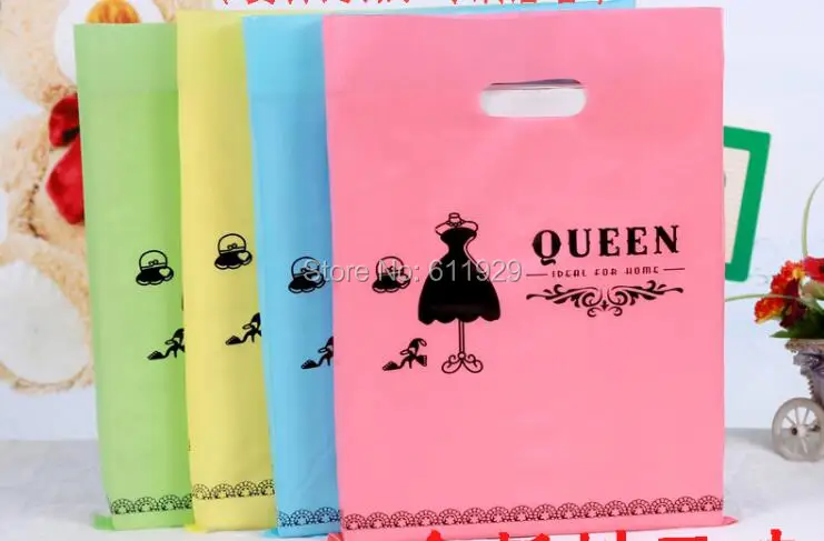 free shipping clothing packing bag/women hand bag/colorful plastic bag/gift packing bag 50 pcs a lot