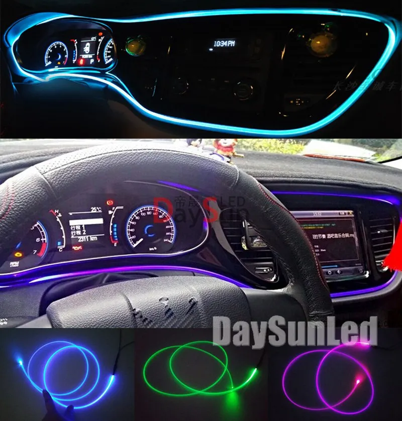 6PCS Led Car Light Illuminators DC5V/12V 0.1W Inside Car Lighting Source 6 Colors Cars Lighting & Decoration Fiber Light Engine