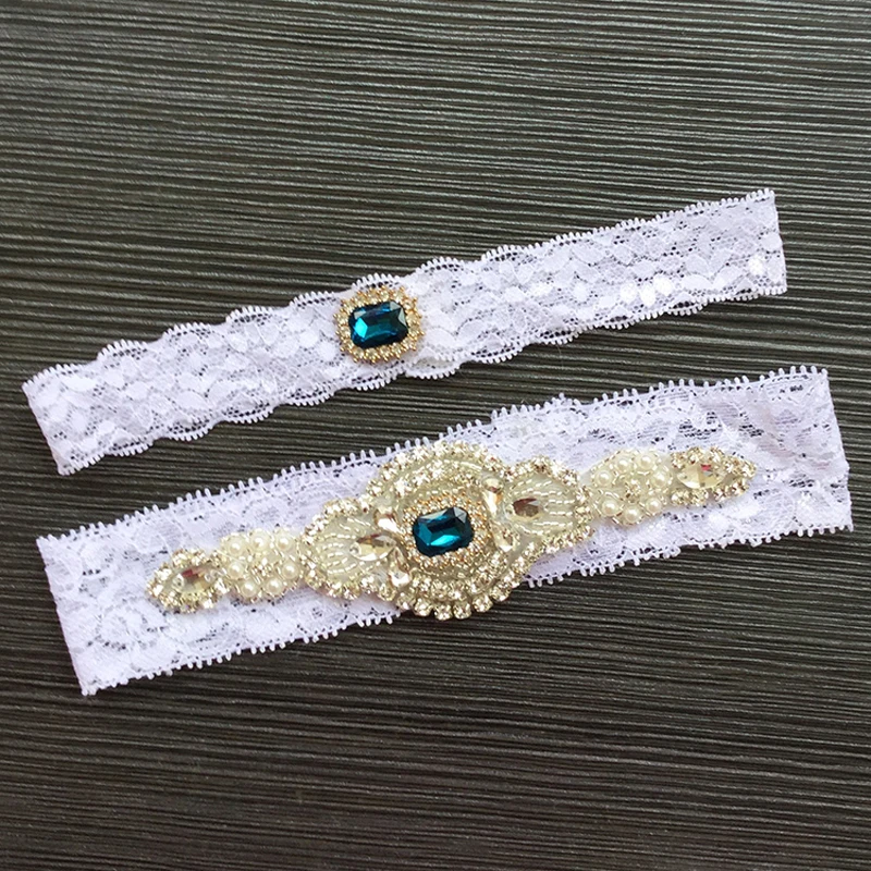 2Pcs White Lace,Rhinestone Bride Garter Wedding Garters Bridal Accessories Wedding Favors Supplies