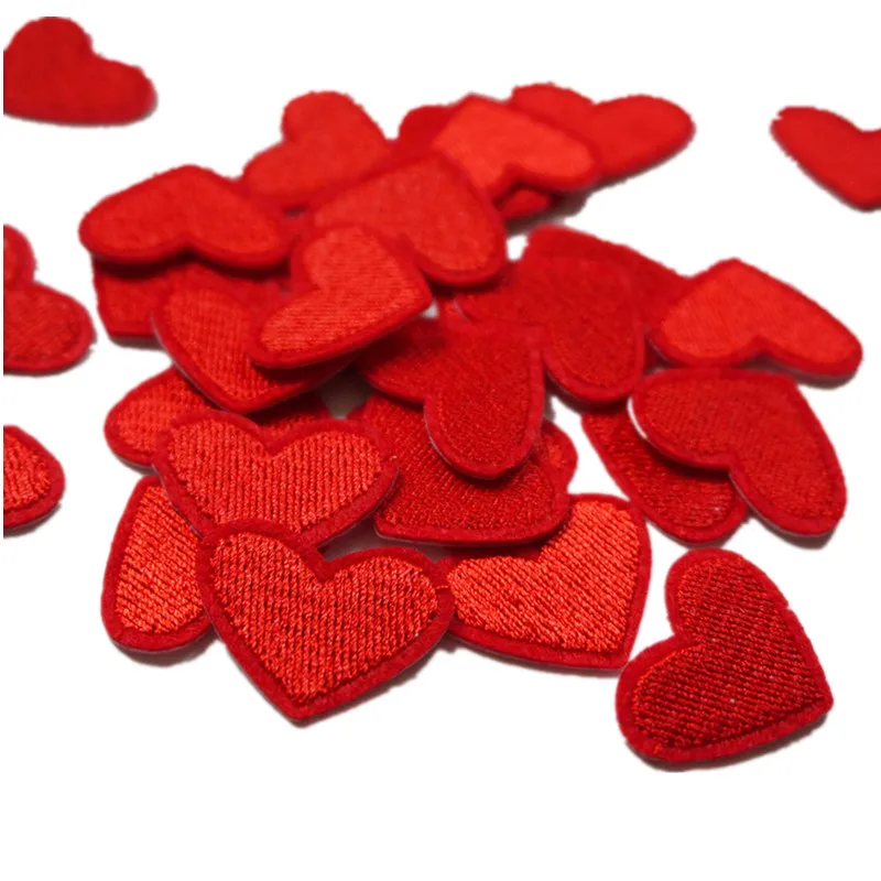 10PCS Red Hearts Embroidered Patches Sew Iron On Embroidery Badges For Bag Jeans Hat T Shirt DIY Appliques Craft Decoration