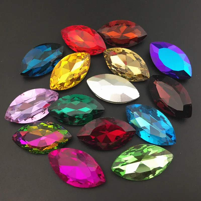 Navette Strass 3x6,5x10,6x12,7x15,9x18,13x27,17x32mm Marchesa Pointback di vetro Pietre di Cristallo per il FAI DA TE Indumento di fabbricazione del