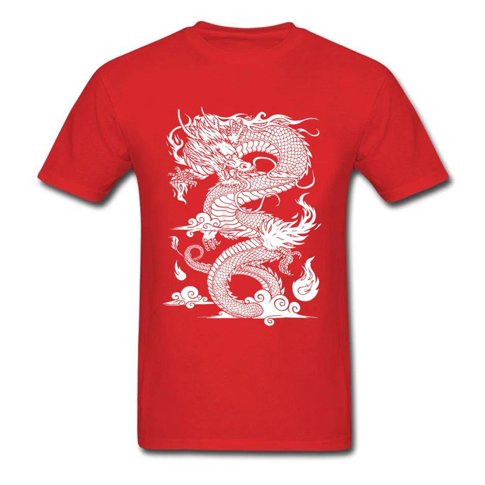 Classic Print T-Shirts For Men Chinese Dragon Illustration Clean Funny T Shirt New Arrival Slim Fit Kung Fu Tai Chi Tshirts Cool