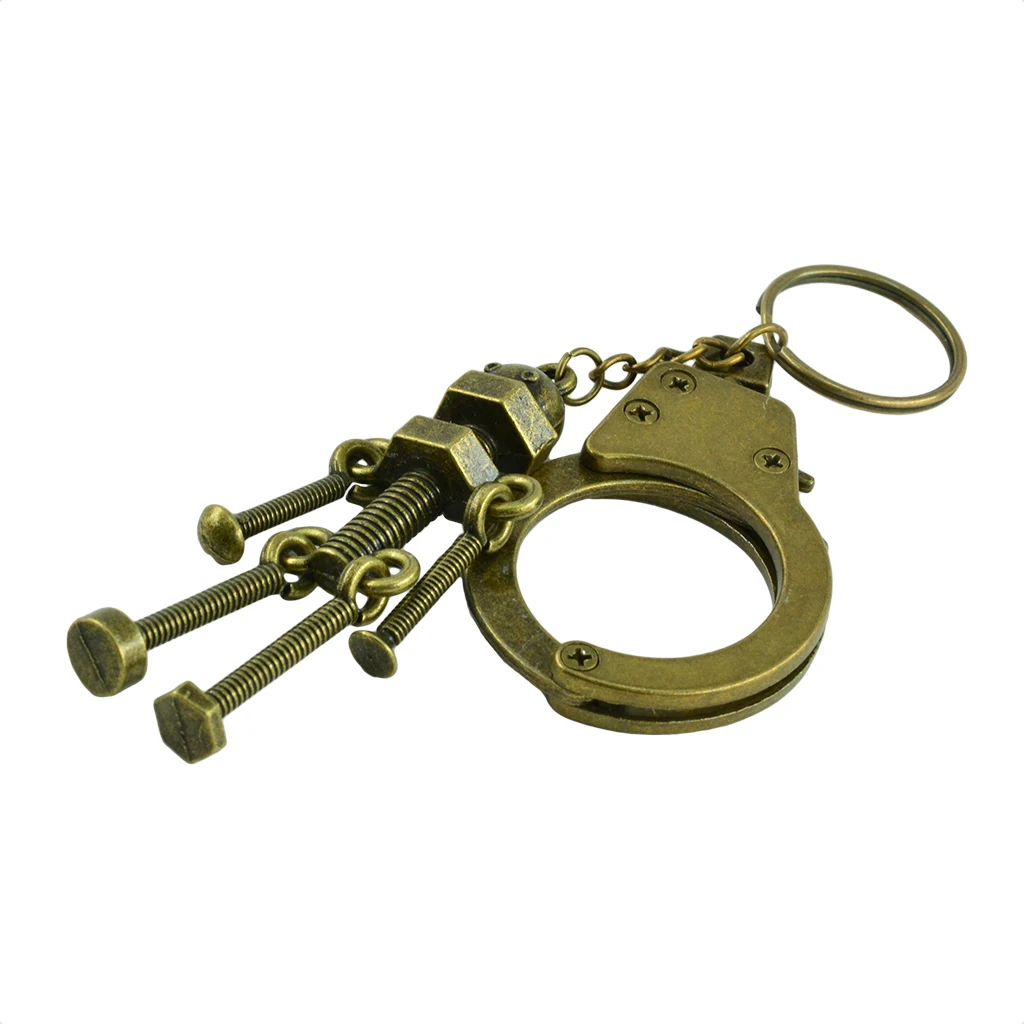 Novelty New Steampunk Handcuffs Style with Screw Robot Pendant Key Ring Clips Keychain for Home Car Key Organization