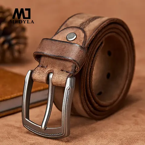 Men's Leather Belt with Metal Pin Buckle medyla