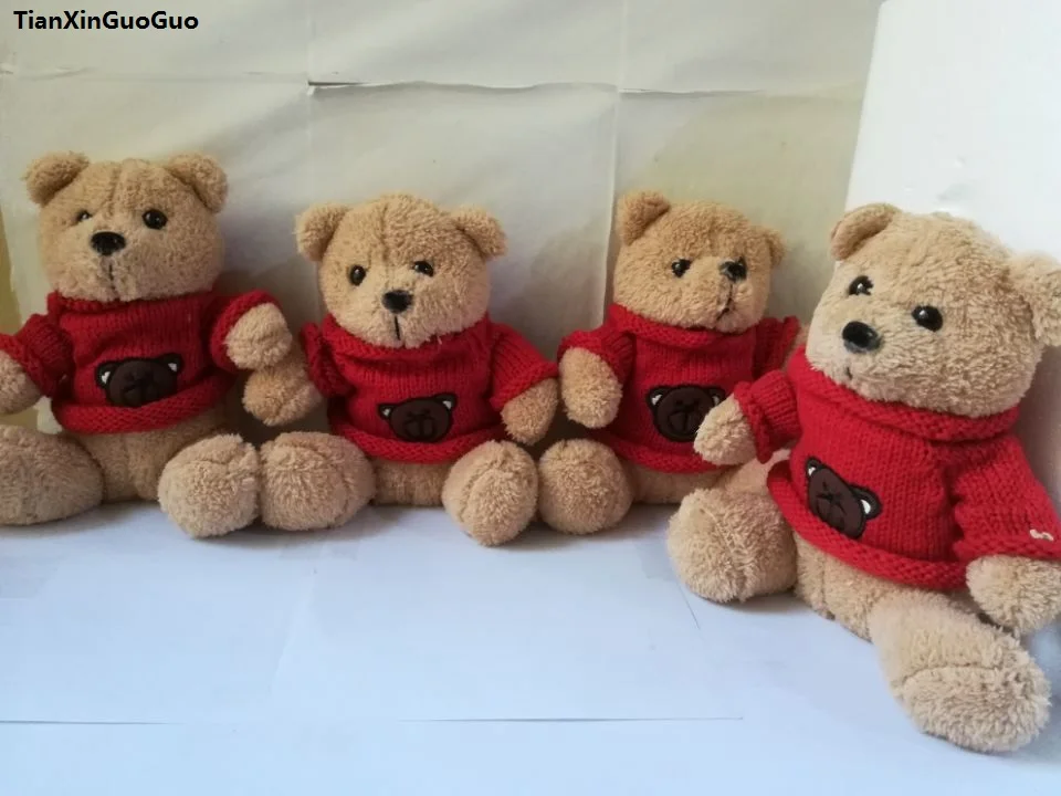 

about 25cm lovely Teddy bear plush toy dressed red sweater bears soft dolls one lot/4 pieces,birthday gift b2831