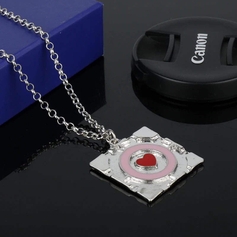 dongsheng Enamel Heart Necklace 3D Game Portal2 Pendant Nmucho Portal Collar Portal 2 Companion Cube Statement Necklace Women