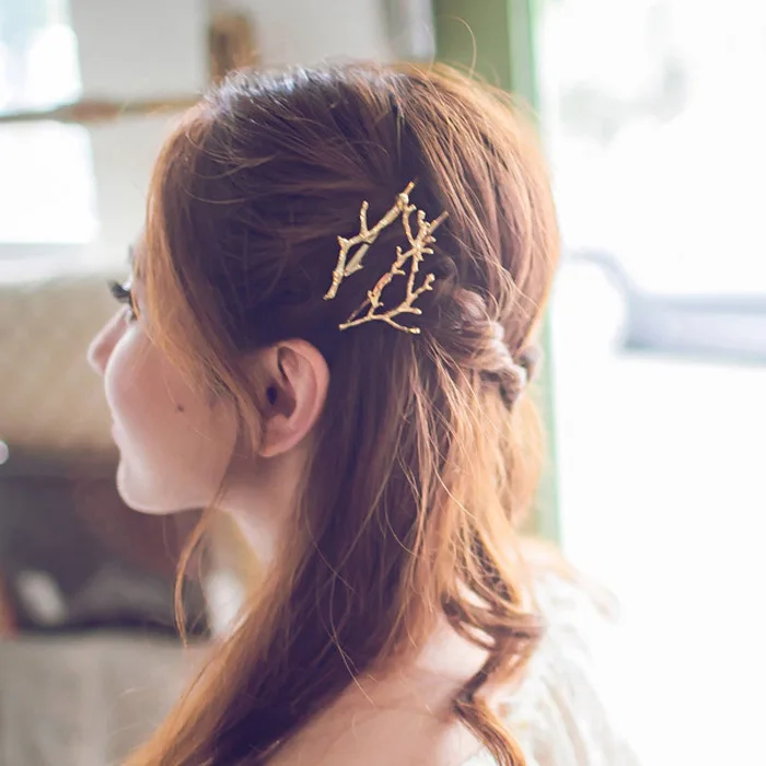 Korea Hair Accessories Fairy Antlers Branch Metal Clip Side Clip Hairpin Fashion Personality Princess Hairpin Wholesale Crown