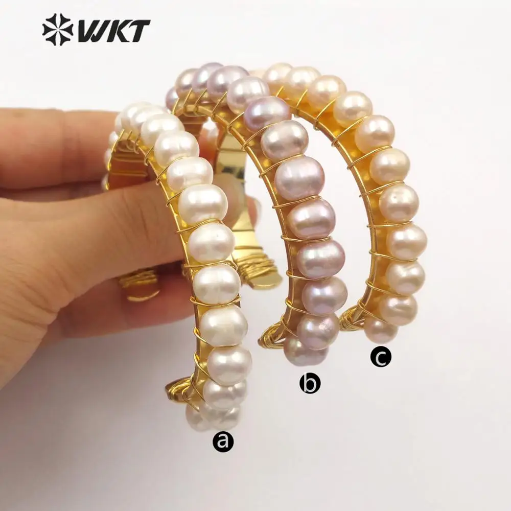 WT-B474 WKT New Arrivals Natural Pearl Handmade Bracelet With Metal Dipped Women Fashion Bracelet Jewelry