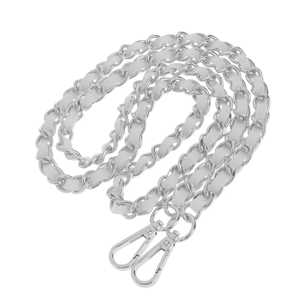 Purse Handbag Handle Shoulder Bag Replacement Chain Bag Strap Silver+White