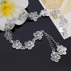 , Hot wedding silver color bracelet beautiful flowers for women classic high quality fashion jewelry wholesale JSH-lh013