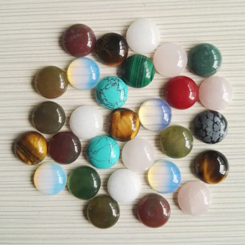 Wholesale 50pcs mixed natural stone beads round CAB CABOCHON stone beads size 14x14mm free shipping