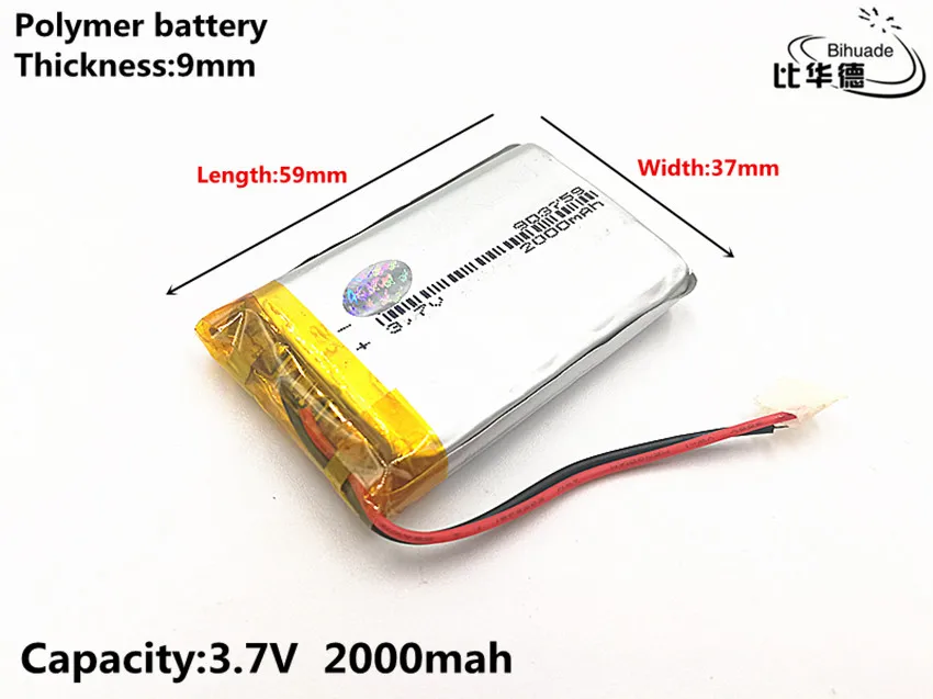 Batería de iones de litio de polímero 3,7 V,2000mAH, para juguete, Banco de energía, GPS,mp3,mp4, buena calidad