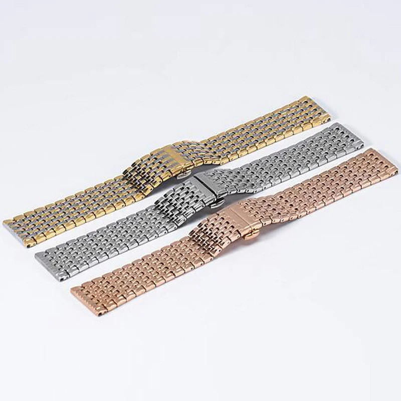 High Quality Metal  Watch band 13mm 18mm 20mm 22mm 24mm Stainless Steel Watch  Bracelet Strap Men Women Silver Rose Gold