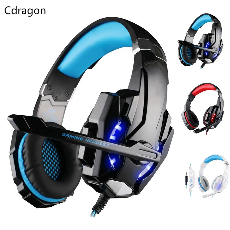 Gaming Headsets Big Headphones with Light Mic Stereo Earphones Deep Bass for PC Computer Gamer